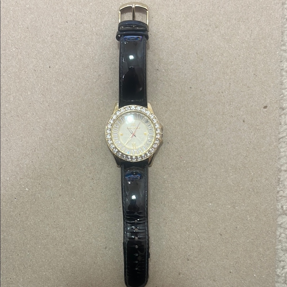 Better Johnson Elegant Black and Gold Watch with Crystal Accents